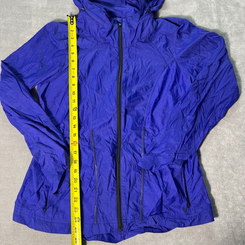 Athleta Womens Blue Full Zip Hooded Windbreaker Jacket Medium running - Picture 2 of 8